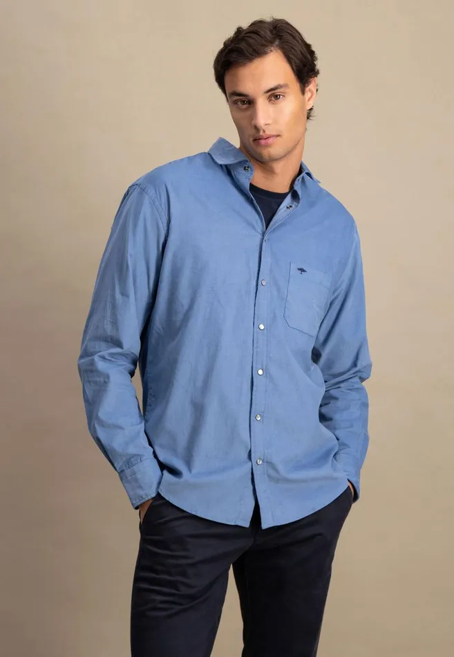 FYNCHHATTON Shirt Made Of Fine Cord With Push Buttons Navywinter Whitecloud Bluehazel Men Shirts