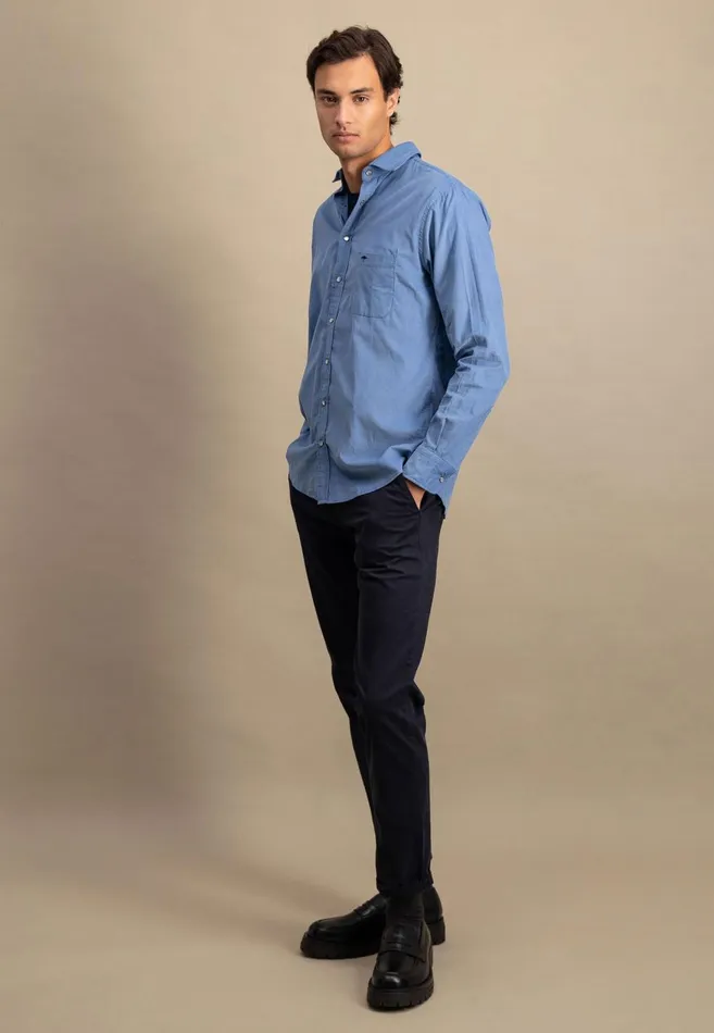 FYNCHHATTON Shirt Made Of Fine Cord With Push Buttons Navywinter Whitecloud Bluehazel Men Shirts