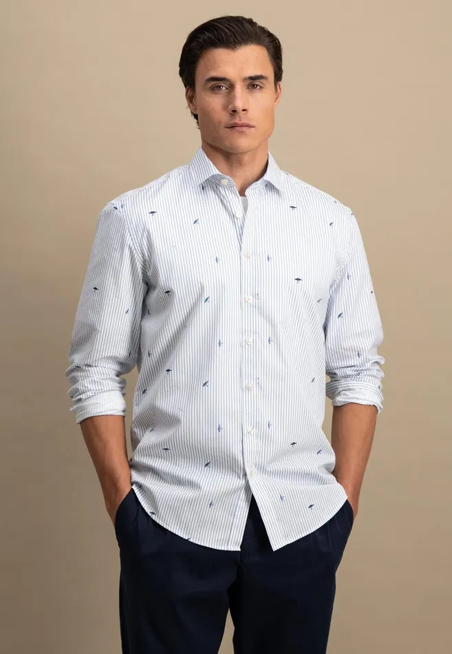 FYNCHHATTON Shirt With Buttondown Collar And Logodails Navy Men Shirts