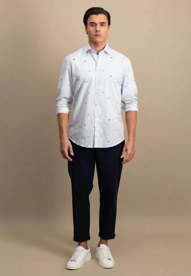 FYNCHHATTON Shirt With Buttondown Collar And Logodails Navy Men Shirts