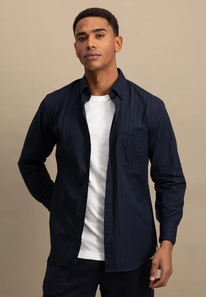 FYNCHHATTON Shirt With Buttondown Collar Summer Breezenavywhite Men Shirts