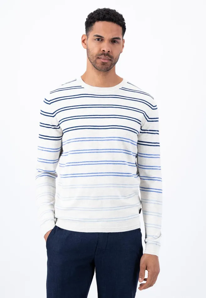 FYNCHHATTON Striped Cotton Linen Sweater Offwhitedusty Olivemidnight Men Sweater