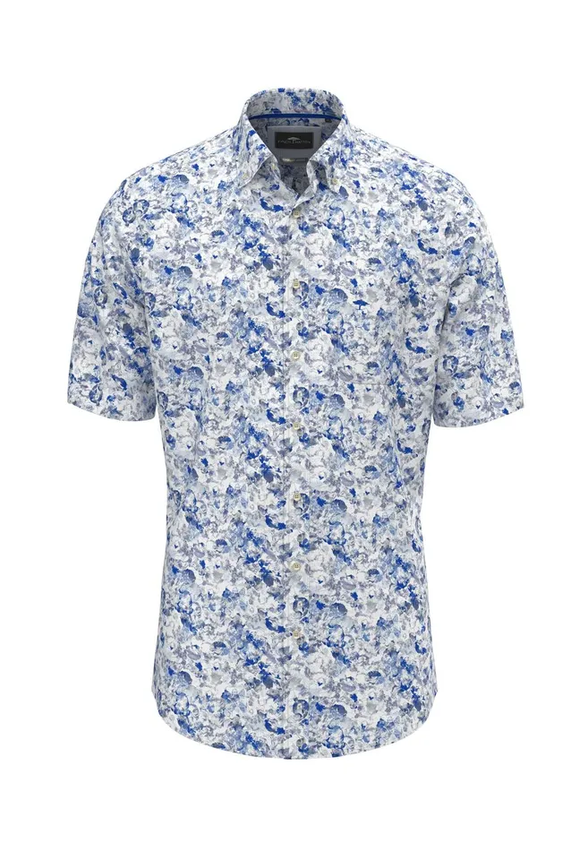 FYNCHHATTON Summer Halbar Shirt With Buttondown Collar Strong Blue Men Shirts