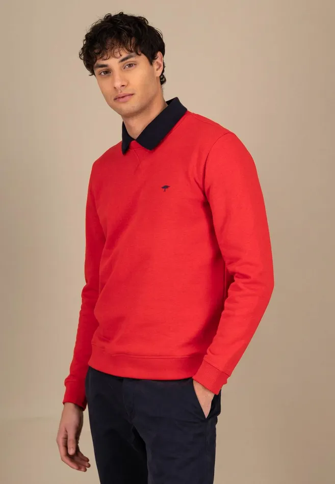 FYNCHHATTON Sweater With A Circular Neckline Poppy Rednew Offwhitenavy Men Sweater