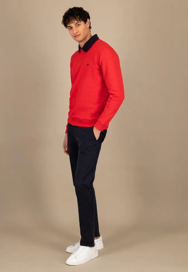 FYNCHHATTON Sweater With A Circular Neckline Poppy Rednew Offwhitenavy Men Sweater