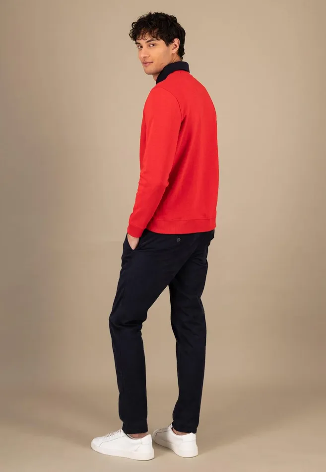 FYNCHHATTON Sweater With A Circular Neckline Poppy Rednew Offwhitenavy Men Sweater
