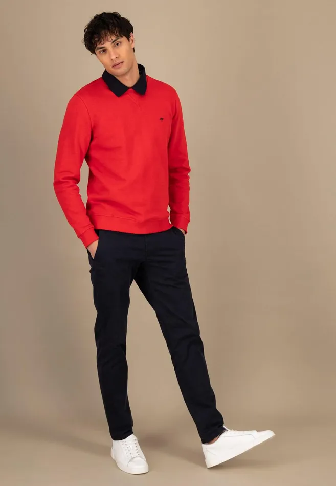 FYNCHHATTON Sweater With A Circular Neckline Poppy Rednew Offwhitenavy Men Sweater