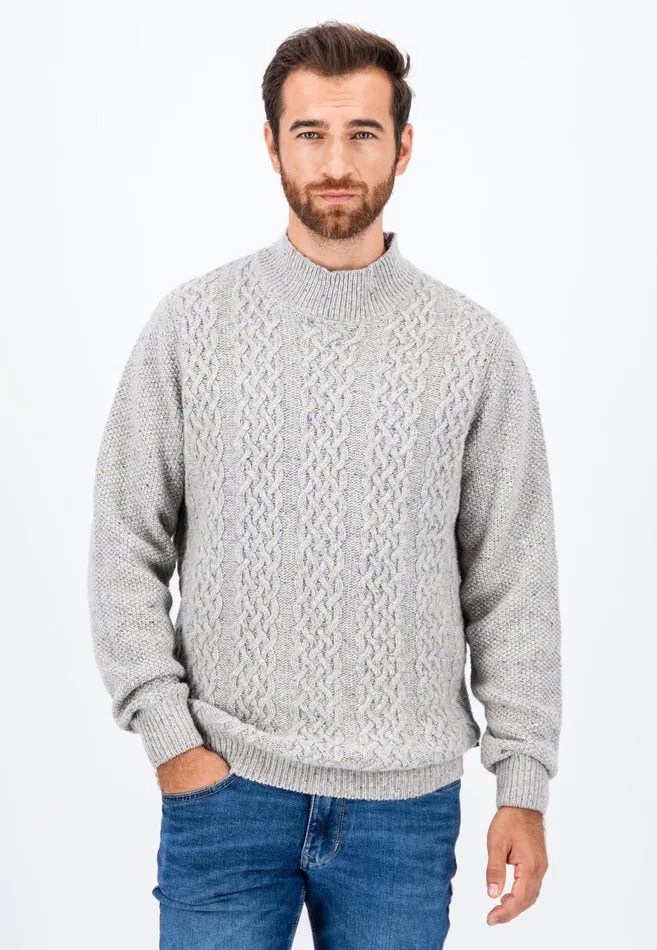 FYNCHHATTON Wollmix Sweater With A Braid Pattern Winter Whitecloud Blue Men Sweater