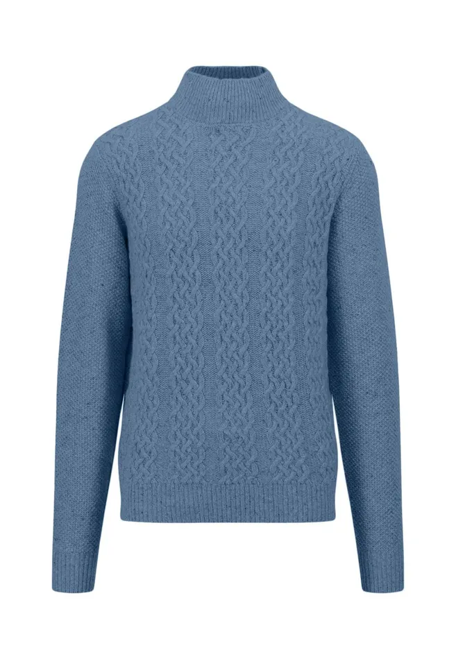 FYNCHHATTON Wollmix Sweater With A Braid Pattern Winter Whitecloud Blue Men Sweater