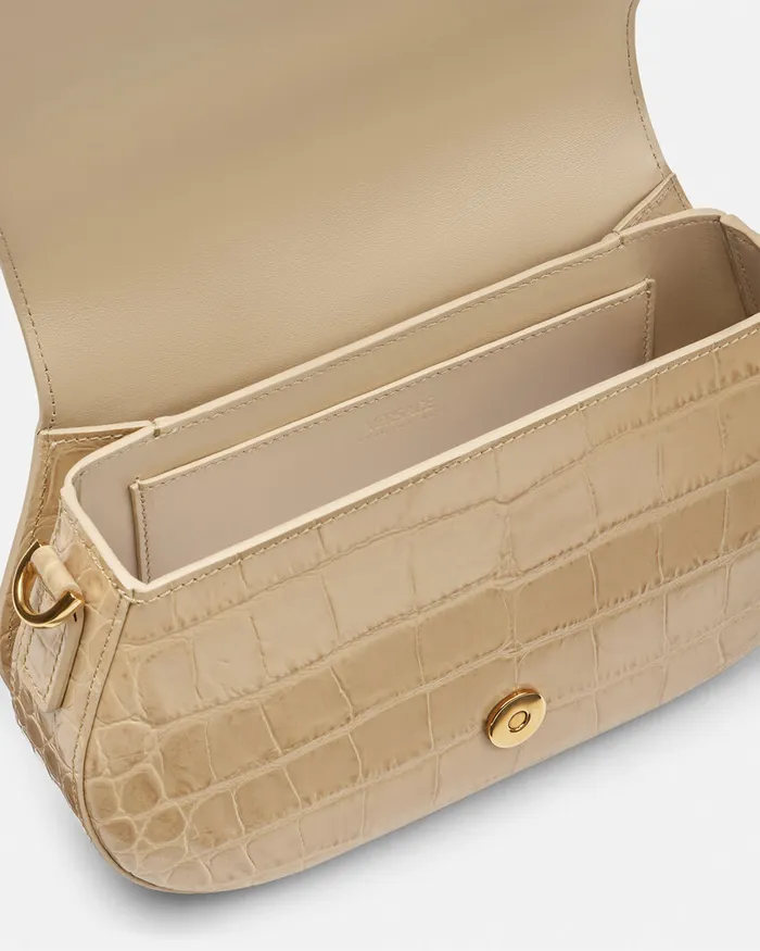 Greca Goddess Women Versace CrocEffect Greca Goddess Shoulder Bag Beige