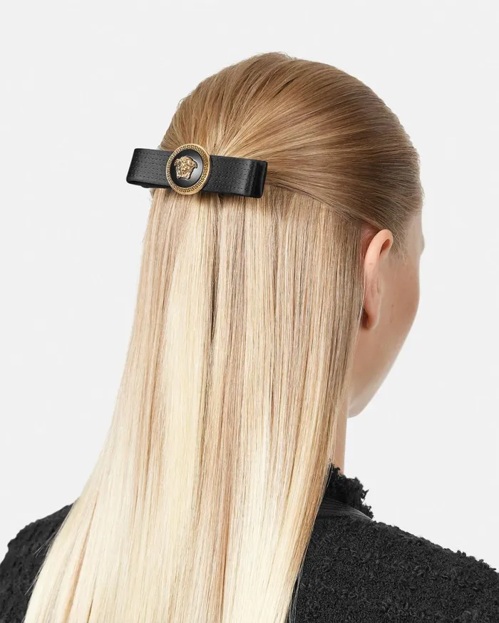 Hair Accessories Women Versace Gianni Ribbon Hair Clip Black