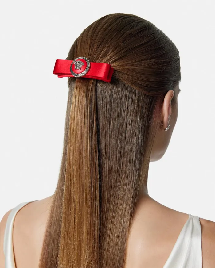Hair Accessories Women Versace Right Gianni Ribbon Hair Clip Red