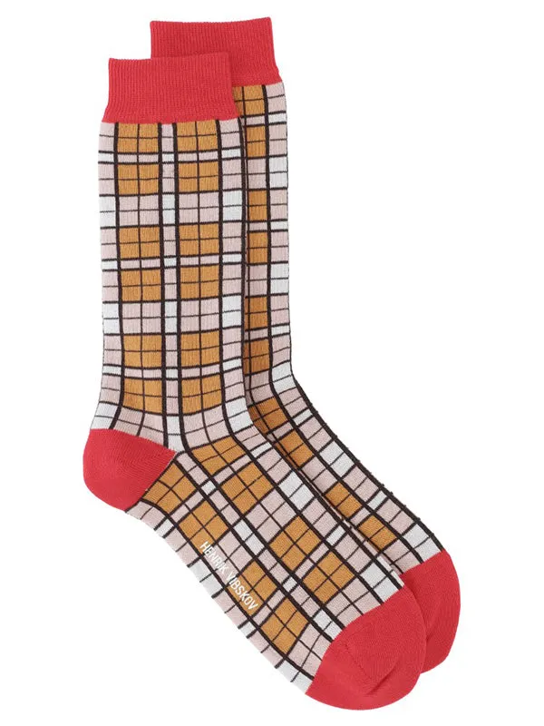 Henrik Vibskov Boutique Find Socks Homme 8211 Orange Shade Red Checks Men Socks Henrik Vibskov Boutique Find Socks Homme 8211 Orange Shade Red Checks Men Socks