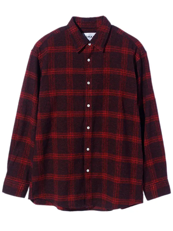Henrik Vibskov Boutique Flannel Plaid Shirt 8211 RedBlack Men Shirts
