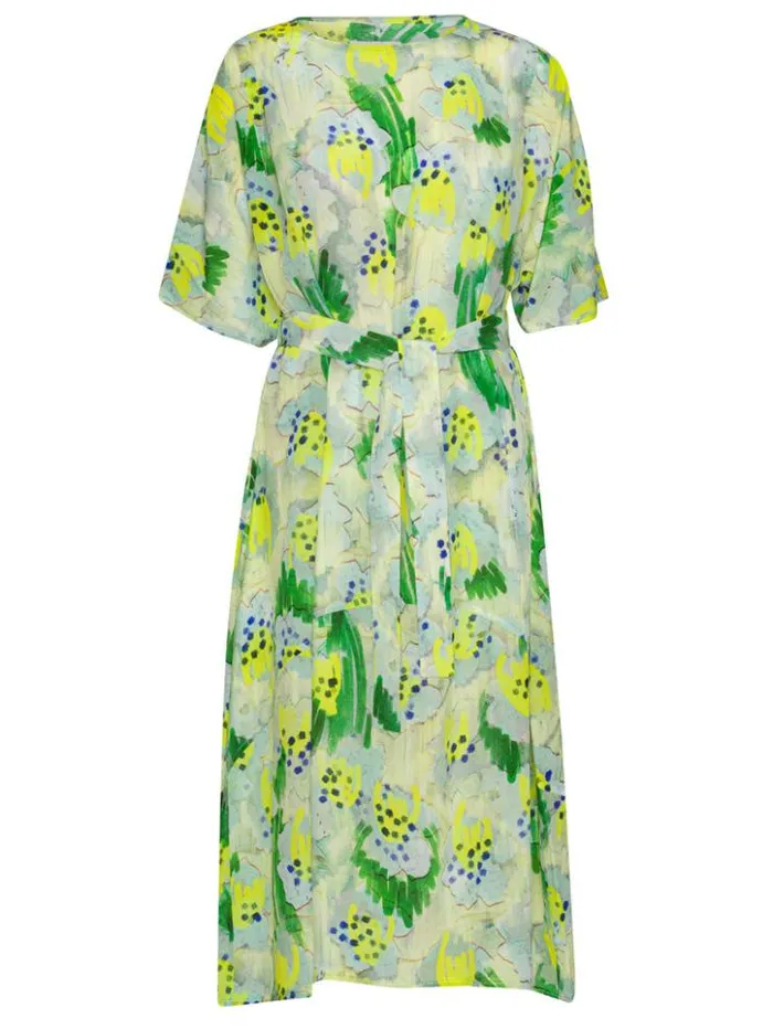 Henrik Vibskov Boutique Frown Silk Dress 8211 Spraycan White Green Women Dresses