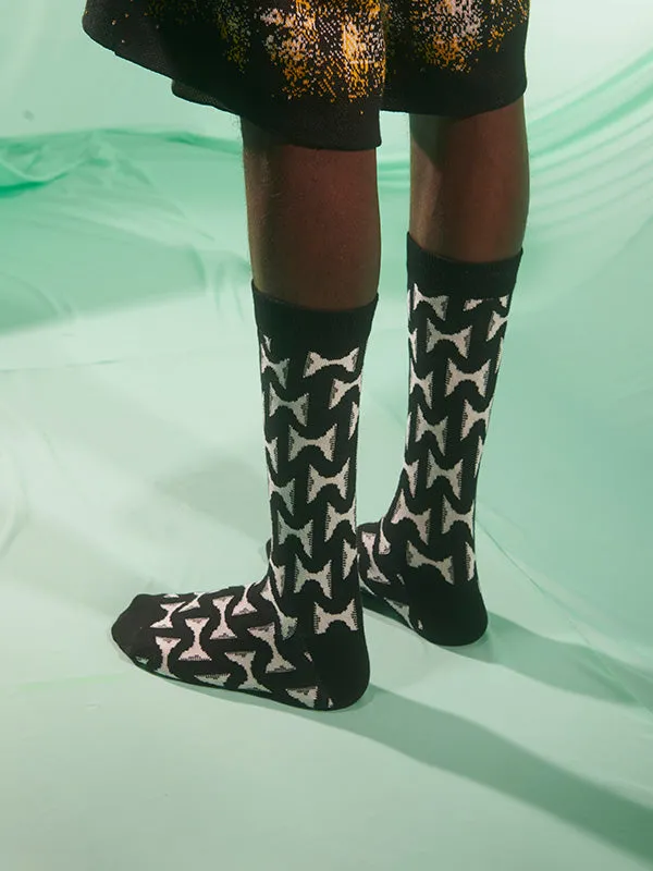 Henrik Vibskov Boutique Jazzhands Socks Homme 8211 Black White Hands Men Socks