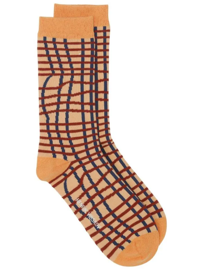 Henrik Vibskov Boutique Loose Grid Femme Socks 8211 Orange Brown Grid Women Socks Henrik Vibskov Boutique Loose Grid Femme Socks 8211 Orange Brown Grid Women Socks