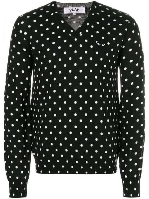 Henrik Vibskov Boutique Mens VNeck Pullover Polka Dot Black Heart 8211 Black Men Knitwear Henrik Vibskov Boutique Mens VNeck Pullover Polka Dot Black Heart 8211 Black Men Knitwear