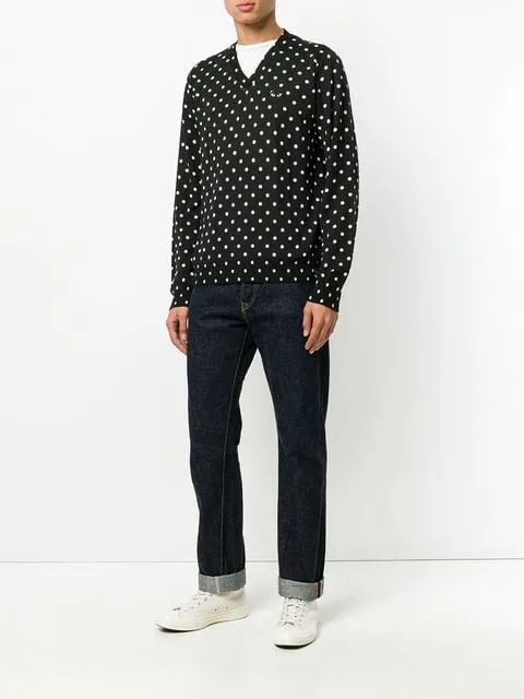 Henrik Vibskov Boutique Mens VNeck Pullover Polka Dot Black Heart 8211 Black Men Knitwear