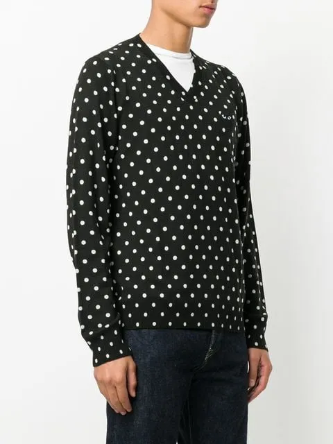 Henrik Vibskov Boutique Mens VNeck Pullover Polka Dot Black Heart 8211 Black Men Knitwear