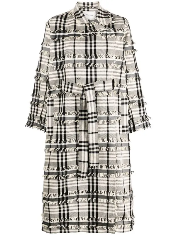 Henrik Vibskov Boutique Midnight Coat 8211 White Black Fringe Checks Women Jackets and Coats Henrik Vibskov Boutique Midnight Coat 8211 White Black Fringe Checks Women Jackets and Coats