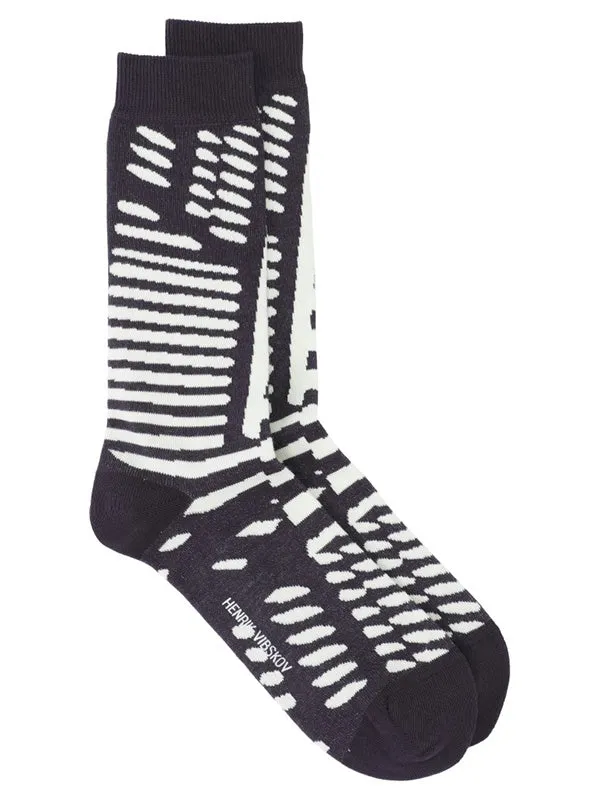 Henrik Vibskov Boutique Murph Socks Homme 8211 Black White Stripes Men Socks