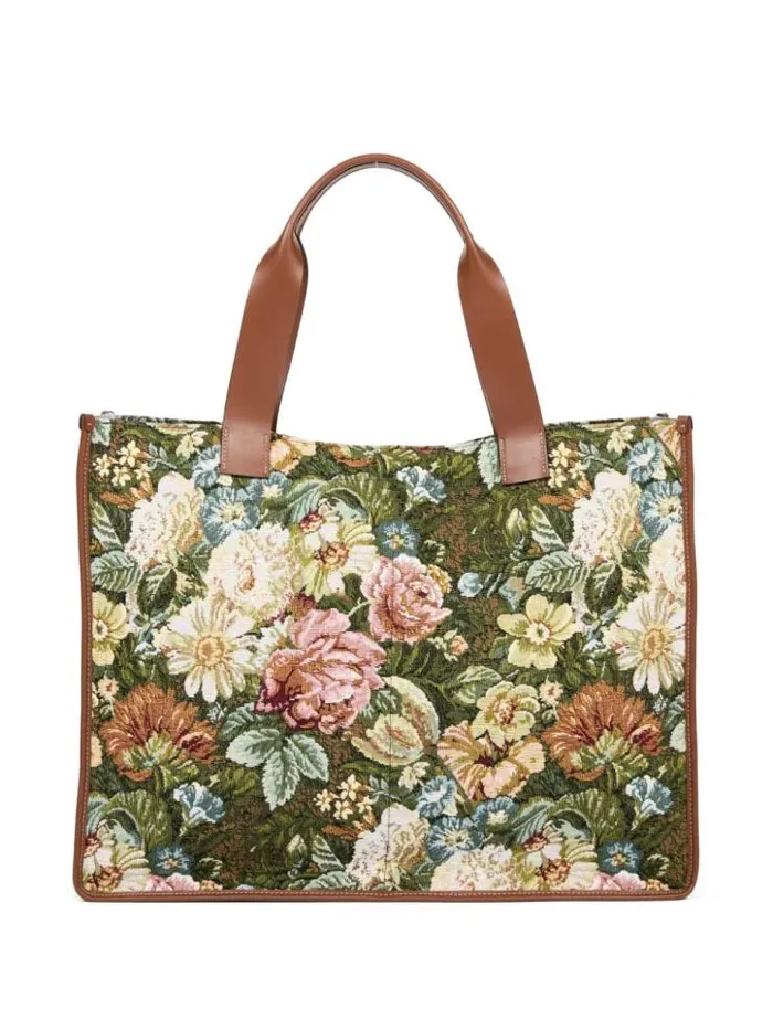 Henrik Vibskov Boutique Shopper Tote Bag 8211 Green FloralChestnut Women Handbags