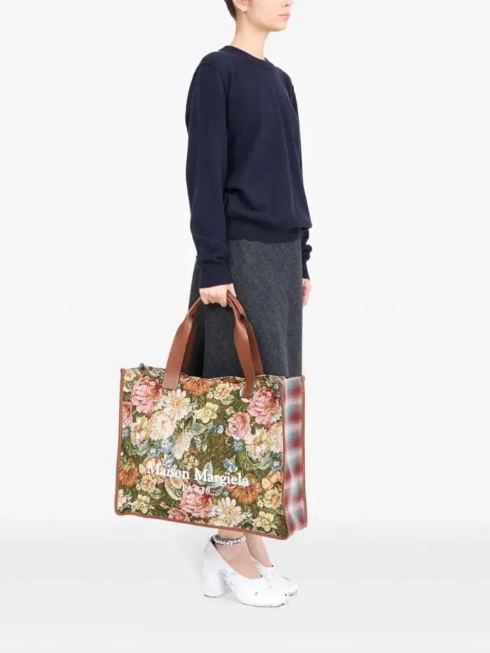 Henrik Vibskov Boutique Shopper Tote Bag 8211 Green FloralChestnut Women Handbags