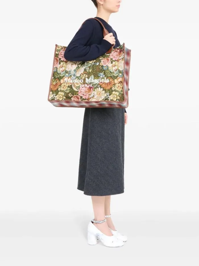Henrik Vibskov Boutique Shopper Tote Bag 8211 Green FloralChestnut Women Handbags