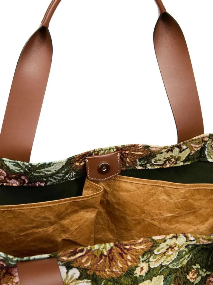 Henrik Vibskov Boutique Shopper Tote Bag 8211 Green FloralChestnut Women Handbags