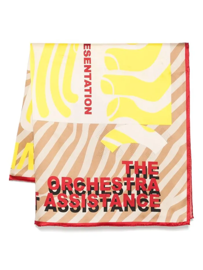 Henrik Vibskov Boutique The Orchestra Silk Scarf 8211 Brown Yellow Soft Poster Men Scarves Henrik Vibskov Boutique The Orchestra Silk Scarf 8211 Brown Yellow Soft Poster Men Scarves