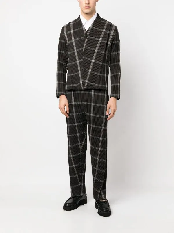 Henrik Vibskov Boutique Tweed Pleats Jacket 8211 Black Check Men Suits and Blazers