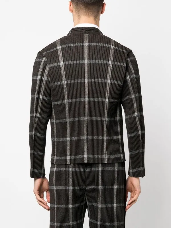 Henrik Vibskov Boutique Tweed Pleats Jacket 8211 Black Check Men Suits and Blazers