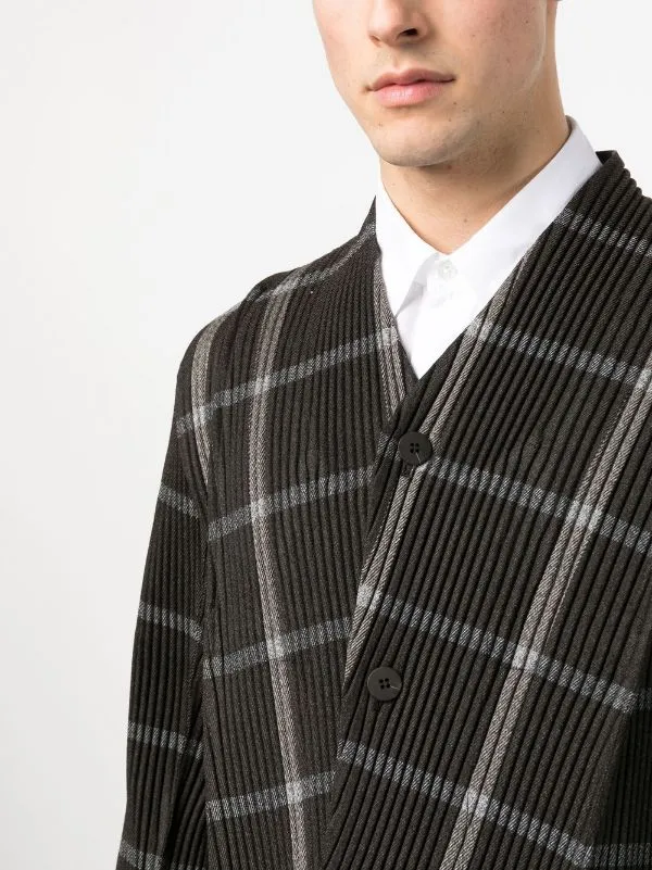 Henrik Vibskov Boutique Tweed Pleats Jacket 8211 Black Check Men Suits and Blazers