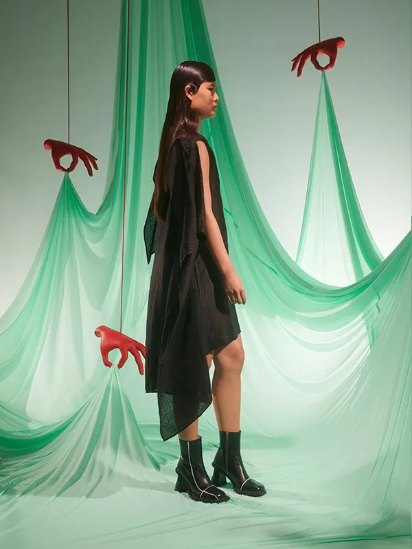 Henrik Vibskov Boutique Uncut Silk Dress 8211 Black Women Dresses