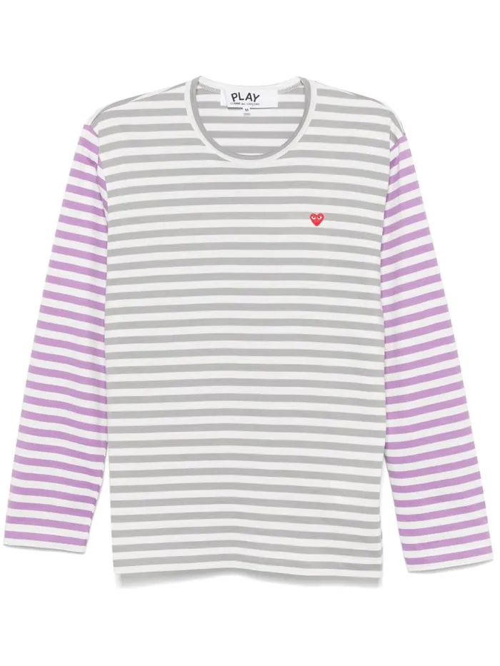 Henrik Vibskov Boutique Unisex Long Sleeves Tee BiColour Striped 8211 GreyPurple Men Tops Henrik Vibskov Boutique Unisex Long Sleeves Tee BiColour Striped 8211 GreyPurple Men Tops
