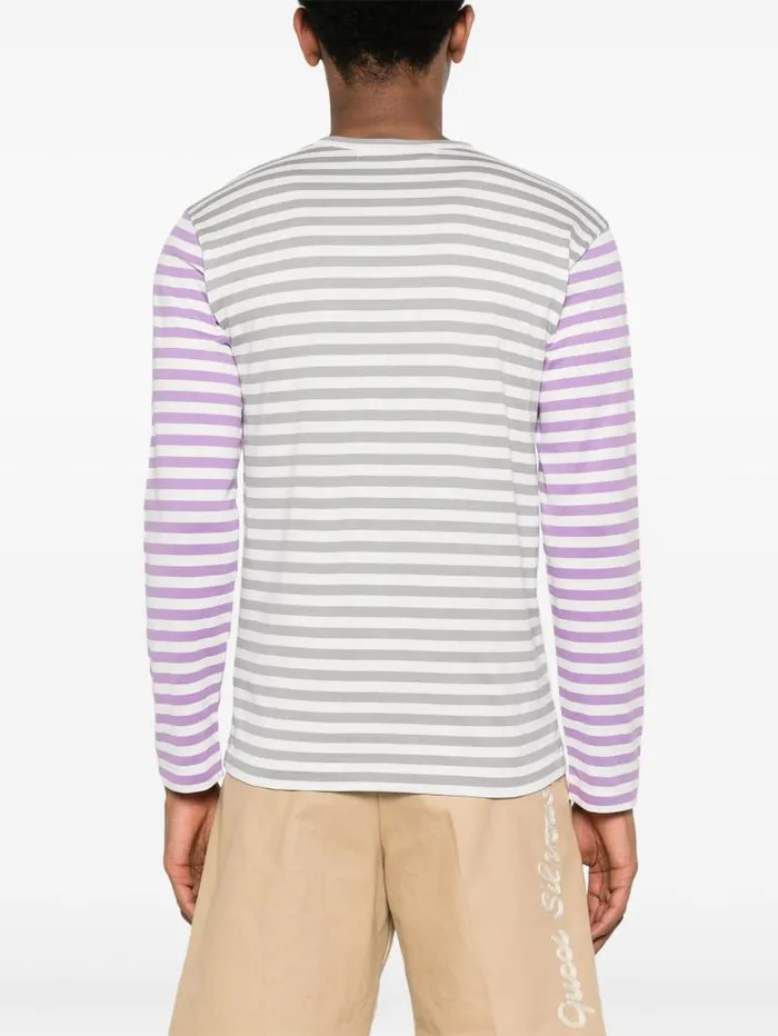 Henrik Vibskov Boutique Unisex Long Sleeves Tee BiColour Striped 8211 GreyPurple Men Tops