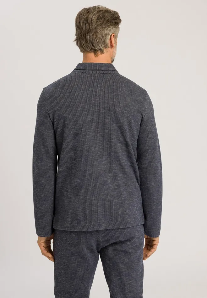 Jacket Blue Striped Melange Men HANRO Loungewear