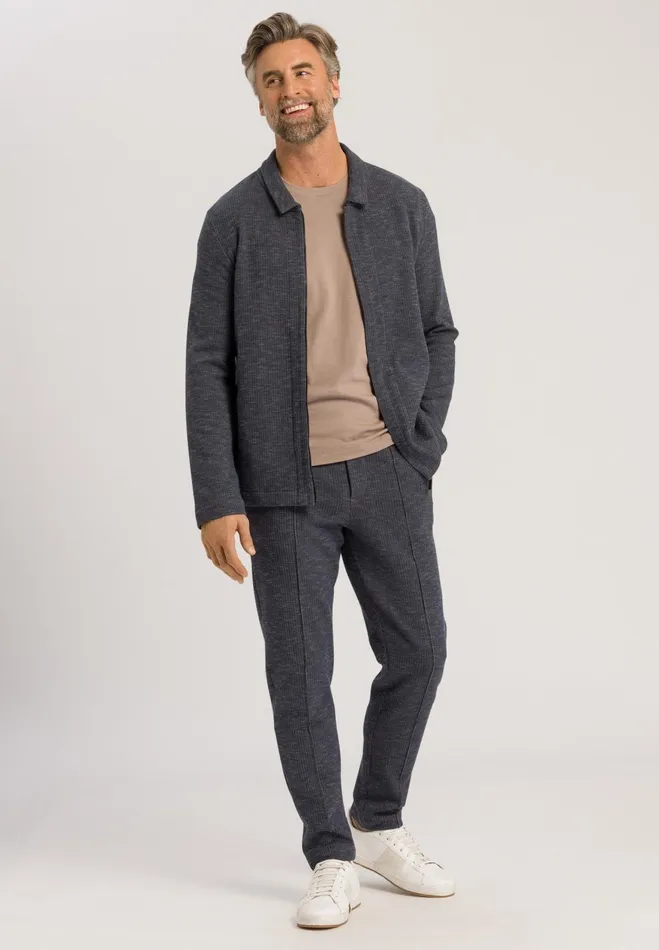 Jacket Blue Striped Melange Men HANRO Loungewear