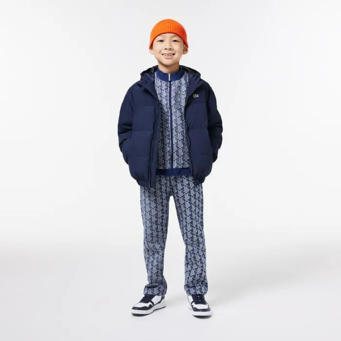 Jackets and Coats Kids Lacoste Kids039 Hooded Puffer Jacket With Crocodile Navy Blue 166