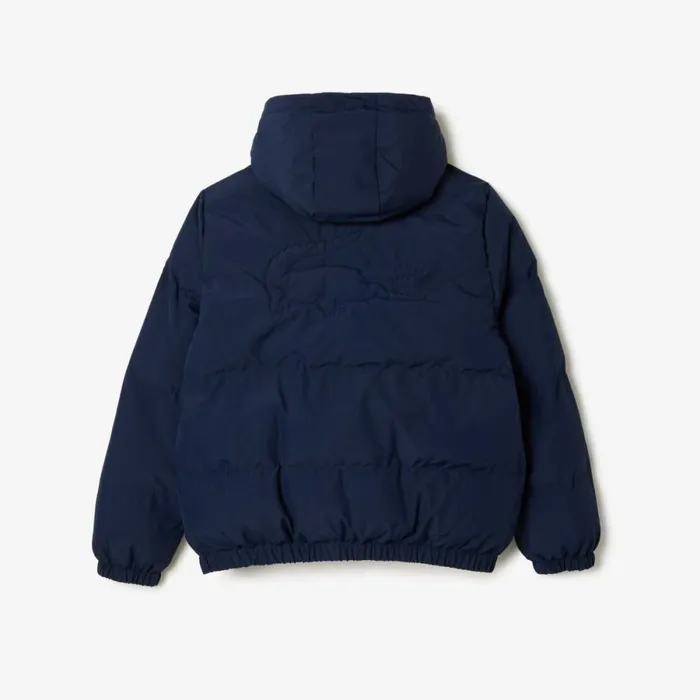 Jackets and Coats Kids Lacoste Kids039 Hooded Puffer Jacket With Crocodile Navy Blue 166
