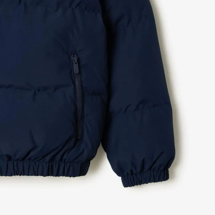 Jackets and Coats Kids Lacoste Kids039 Hooded Puffer Jacket With Crocodile Navy Blue 166
