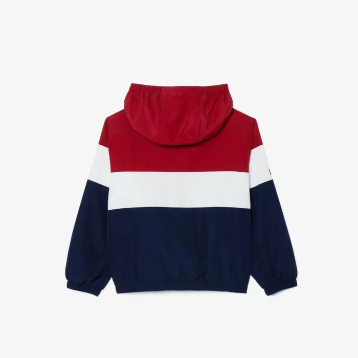 Jackets and Coats Kids Lacoste Kids Recycled Polyester ZipUp Jacket Bordeaux White Navy Blue Ip3