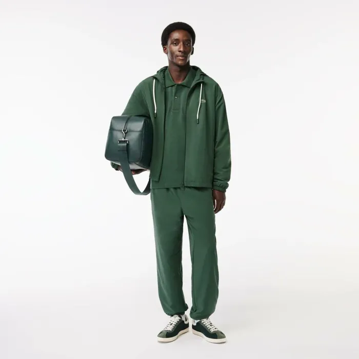 Jackets and Coats Men Lacoste Men039s Detachable Hood WaterResistant Jacket Dark Green Smi