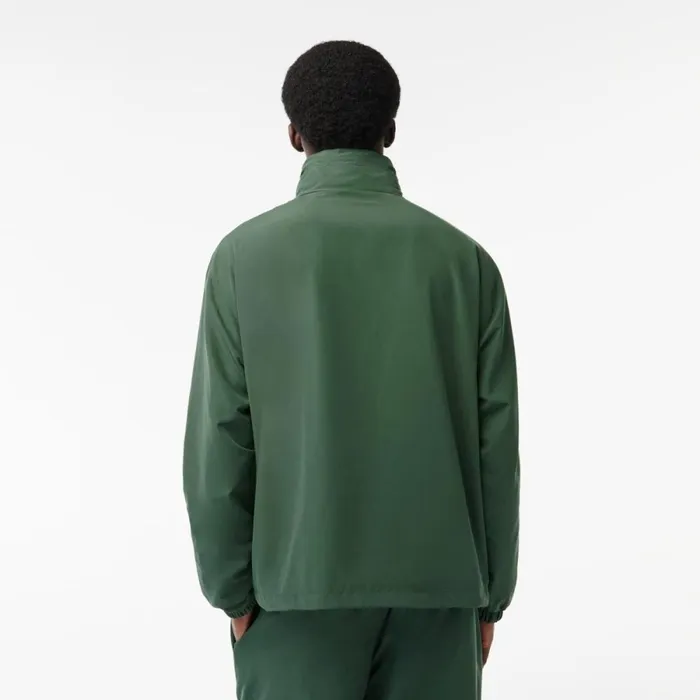 Jackets and Coats Men Lacoste Men039s Detachable Hood WaterResistant Jacket Dark Green Smi