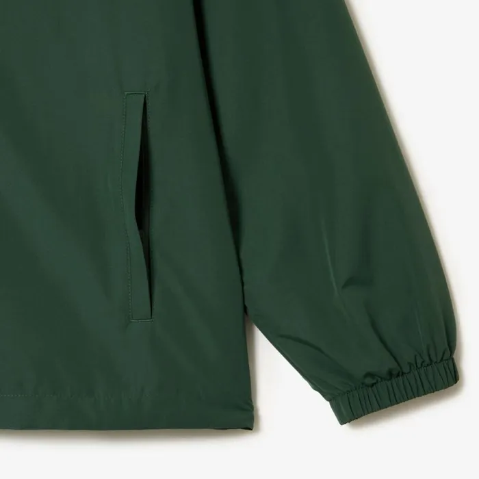 Jackets and Coats Men Lacoste Men039s Detachable Hood WaterResistant Jacket Dark Green Smi
