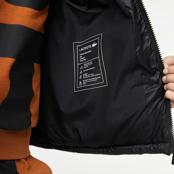 Jackets and Coats Men Lacoste Men039s Oversized Branded WaterRepellent Jacket Black C31