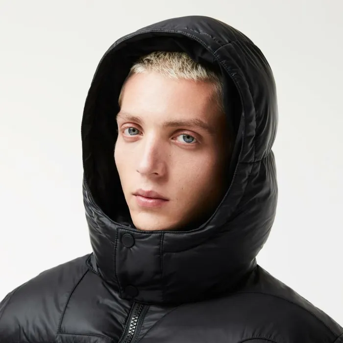 Jackets and Coats Men Lacoste Men039s Oversized Branded WaterRepellent Jacket Black C31