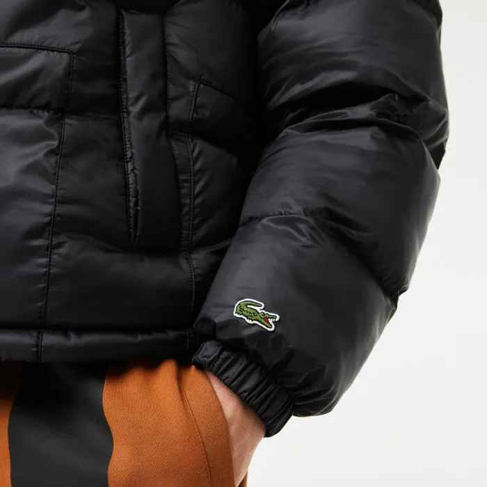 Jackets and Coats Men Lacoste Men039s Oversized Branded WaterRepellent Jacket Black C31