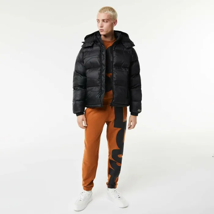 Jackets and Coats Men Lacoste Men039s Oversized Branded WaterRepellent Jacket Black C31